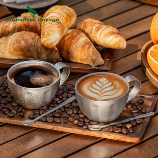 Boundless Voyage Demitasse Cup Cốc cà phê treo tường đôi Cốc cà phê Espresso có tay cầm và thìa, Máy rửa chén an toàn 3088D-New
