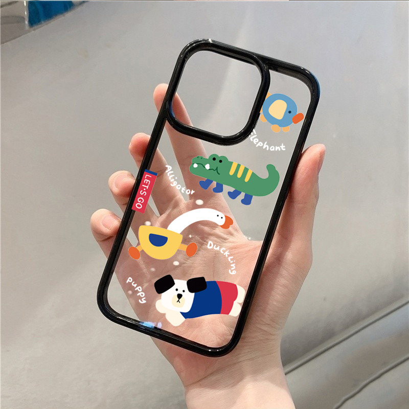 Dành Cho Samsung S23 S24 FE S25 S24 Ultra S23 S22 S21 Plus S20 S21 FE Vui Vẻ Chó Dễ Thương Acrylic Trong Suốt Chống Sốc