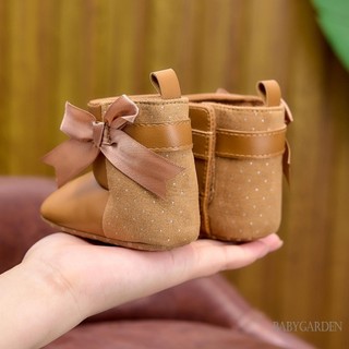 Giày Bốt Bé Gái Đế Mềm Nơ Chống Trơn Trượt Giày Tập Đi Đầu Tiên Cho Mùa Thu Đông