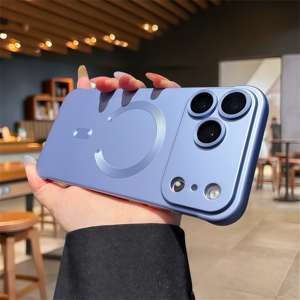 Ốp điện thoại từ tính không viền cho iPhone 17 Pro Max 13 14 15 16 pro max Ống kính bảo vệ Camera Vỏ chống sốc Vỏ cứng bảo vệ điện thoại