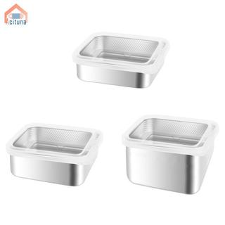 Hộp đựng thực phẩm bằng thép không gỉ chống rò rỉ Bộ sắp xếp hai lớp cho tủ lạnh Salad rau diếp Trái cây