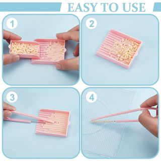 ZENIHCO Bộ 3-5 món khay chọn hạt 2.6mm nhựa, kèm nhíp kim đơn, dụng cụ đính đệm cầm tay DIY hiệu quả