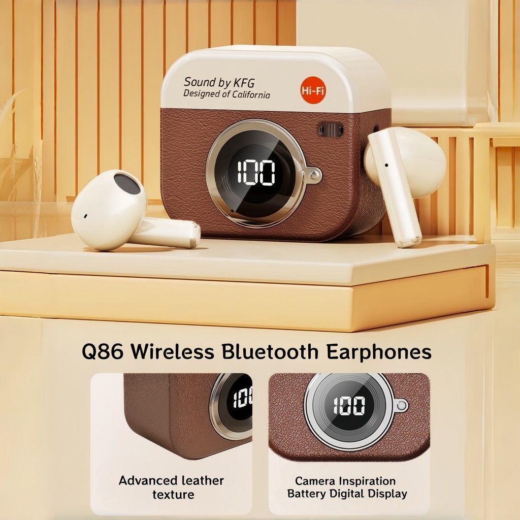 Tai nghe nhét tai Bluetooth không dây Q86, hiệu ứng âm thanh HIFI, cuộc gọi thoại rõ ràng, cảm ứng vân tay tai kép, thích hợp cho hệ thống điện thoại di động Android và Xiaomi