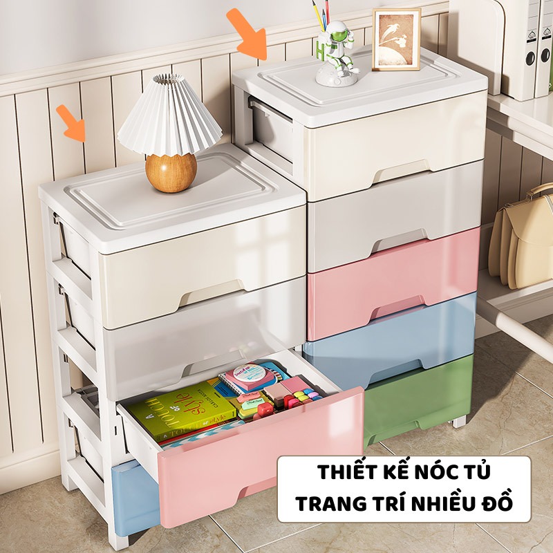 Tủ Nhựa Ngăn Kéo Khe Hẹp ENODA HOME, Tủ Đựng Đồ Nhiều Tầng Lắp Ghép Đơn Giản Có Bánh Xe Di Chuyển Dễ Dàng TUN016