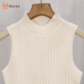 Áo Marbit cổ rùa không tay phong cách Hàn Quốc, màu trơn, phù hợp làm áo cơ bản cho nữ