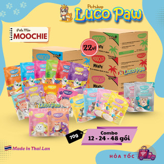 Pate MOOCHIE cho mèo [COMBO 12 - 24 - 48 GÓI] hỗ trợ tiêu hóa và tiêu búi lông