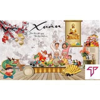 Trang Trí Lễ Tết, Phông Nền trang trí Tết truyền thống, Backdrop Tết, Backdrop chụp ảnh Tết 2026. Có size lớn