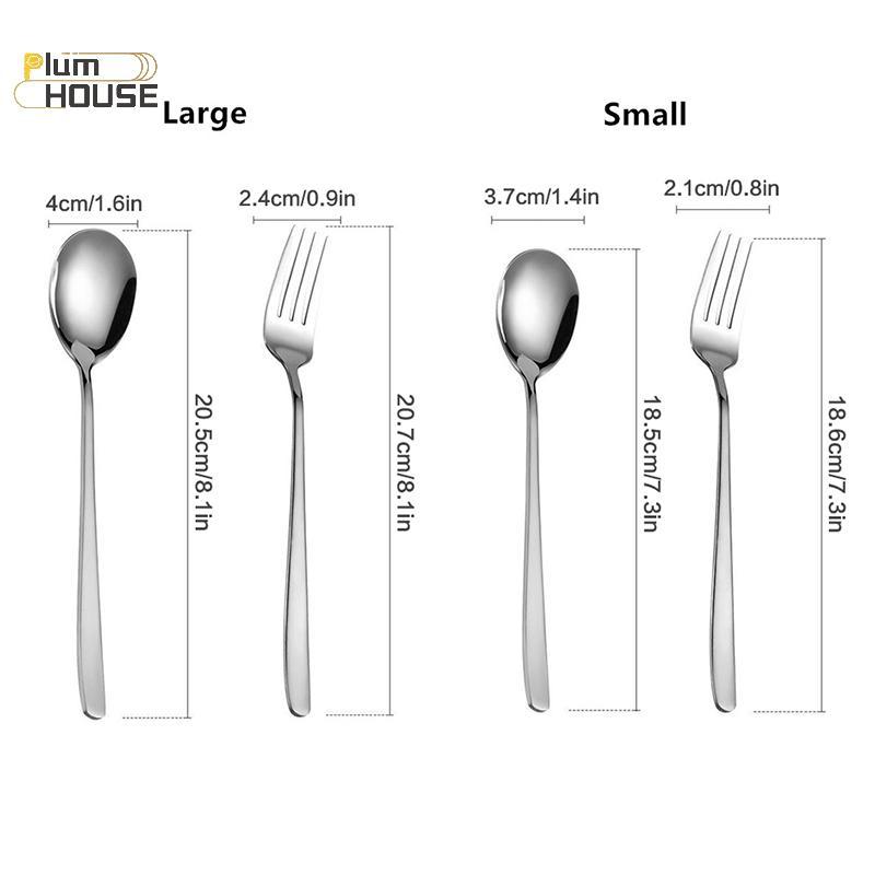 PlumHOUSE 2 Chiếc Thép Không Gỉ Vàng Bạc Nĩa Thìa Nĩa Thìa Cách Nhiệt Tay Cầm Dài Khuấy Thìa Tráng Miệng Dùng Nhà Bếp Hàng Ngày VN