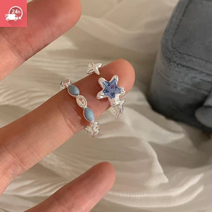 Nhẫn nữ độc đáo hình học sao biển màu xanh thời trang 100 kiểu
