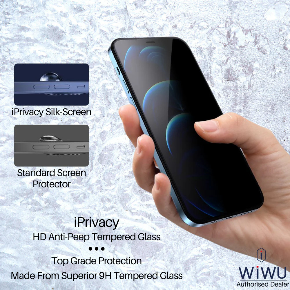 Kính Cường Lực Chống Nhìn Trộm WiWU SQ009 iPravicy (Bảo Mật 360°, Kèm Khung Tự Dán Thông Minh) Cho iPhone 11 đến 16 PRM