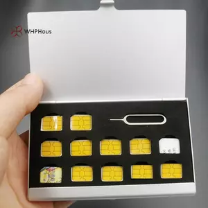 < WHPHous-t > 12 khe-NANO + 1-Slot-Card-Pin Nhôm Di Động SIM Micro Pin Thẻ SIM Nano Hộp Bảo Quản Thẻ Nhớ Hộp Bảo Vệ Đẹp