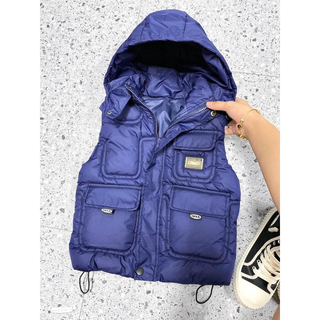 [ Bi Kids] Áo Phao Ghile có MŨ - 3 màu  Đen/Xanh/Nâu cho bé trai [4-7tuổi]