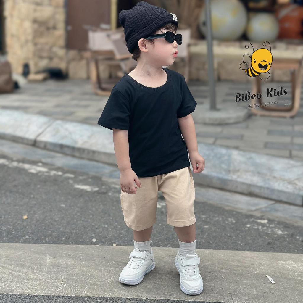 (HÀNG XẢ KHO) Bộ quần áo PHÔNG BASIC ĐEN QUẦN KAKI NUDE cho bé trai, siêu cá tính