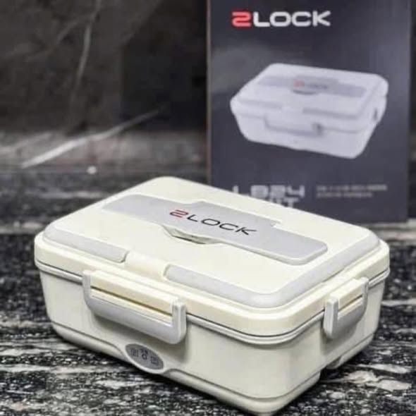 Hộp Cơm Điện 2LOCK Korea 3 Ngăn Inox 304 Cao Cấp – Hâm Nóng Siêu Nhanh 60W, 900ml
