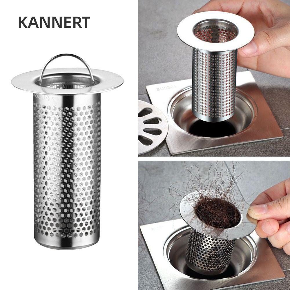 Lưới lọc thoát nước sàn KANNERT, Bộ lọc bồn rửa chống thấm bằng thép không gỉ, Bộ thoát nước thải chống tắc hữu ích có tay cầm Nút chặn tóc thực phẩm Dụng cụ vệ sinh phòng tắm nhà bếp