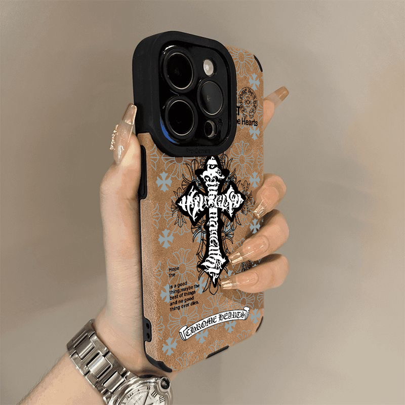 Ốp lưng họa tiết Dark Lines Cross cho iPhone 17 Pro Max/16/15 Plus/14/13/12 Pro - Da lớn