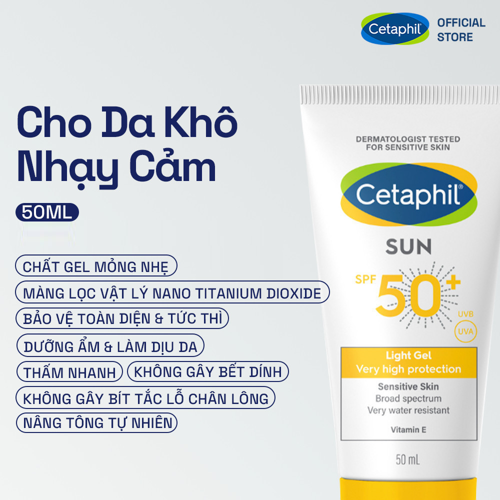 Combo Sữa Rửa Mặt Tạo Bọt Cetaphil Hydrating Foaming Cream Cleanser 236ml + Gel chống nắng Sun SPF 50+ Light Gel 50ml