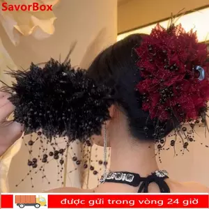SAVORBOX Nắm Kẹp, Kẹp Tóc Hoa Mẫu Đơn Hoa Mẫu Đơn, Vuốt Tóc Tua Rua Nhựa Thời Trang Nữ