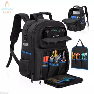 Túi đựng dụng cụ thợ điện GIL, Ba lô dụng cụ hạng nặng dày công suất lớn, Dụng cụ sắp xếp công cụ chống mài mòn chống nước đa chức năng cho thợ điện Dụng cụ tổ chức