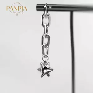 PNPIA- Gothic Spike Ball Hoop Dangle Chain Bông tai Punk Tuyên bố Charm Thả Bông tai