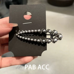 WHX-Hàn Quốc Influencer Kẹp Tóc Kim Loại Giả Ngọc Trai Kim Cương Giả Mỏ Vịt Kẹp Trán Tóc Gãy Nổ Bên Kẹp Tóc Kẹp Phẳng