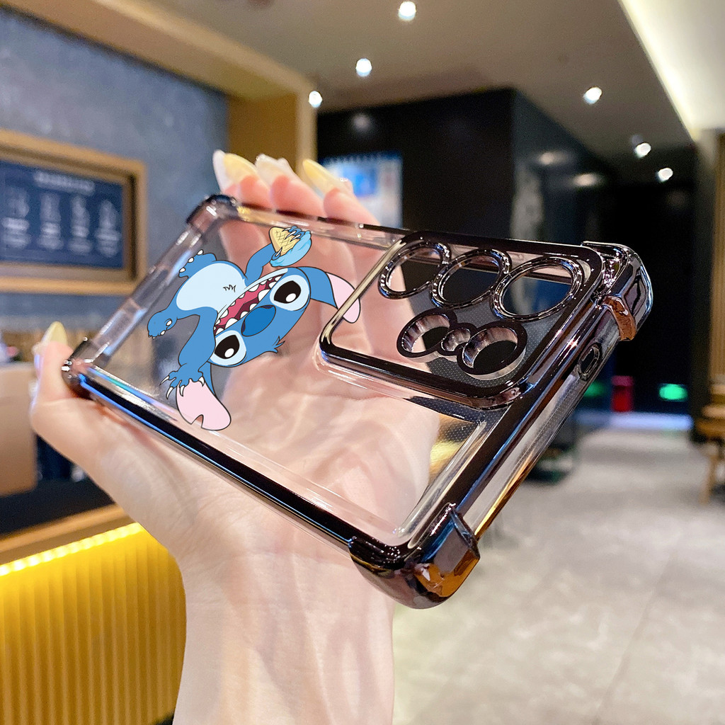 Tương thích với Samsung Galaxy S25 S24 S23 Ultra S22 Plus S21 FE S20 Icecream Couple Stitch Clear Plating Case Chống rơi