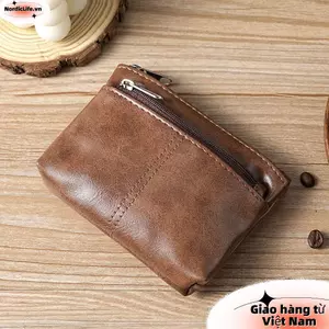 Ví NORDICLIFE Zero, Ví đựng tiền xu màu trơn có dây kéo, Hộp đựng thẻ cổ điển bằng da PU Unisex