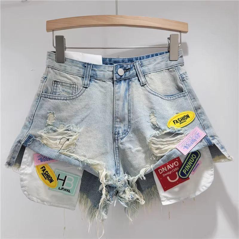 [Giảm giá trong thời gian có hạn] Summer Hot Girl High Street Hot Girl Raw Edge Slimer Look All-Match Quần short Denim rách độc đáo dành cho nữ