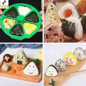 < YEI > Máy làm bóng gạo 6 phần mới nhất Báo chí chống gỉ DIY Nhựa hình tam giác Sushi cơm khuôn Dụng cụ nhà bếp Hộp cơm trưa Mới