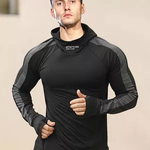 Châu Âu Mỹ Thể Thao Phổ Biến Thể Dục Đi Xe Đạp Bao Ngón Tay Cái Có Mũ Trùm Đầu Thường Ngày Chạy Bộ Áo