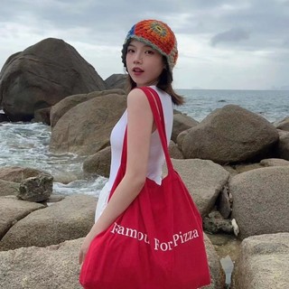 Túi vải canvas cỡ lớn in chữ đỏ mới thời trang