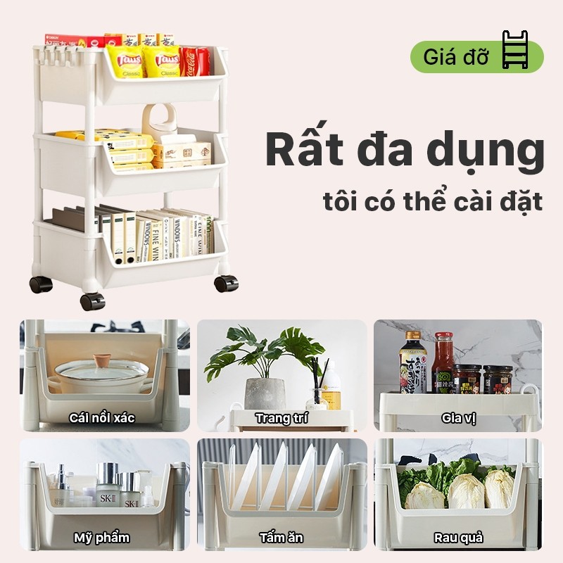 Kệ Đa Năng 5 Tầng Có Bánh Xe – Đựng Đồ Tiện Lợi, Di Chuyển Dễ Dàng
