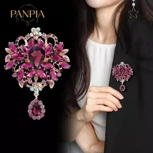 PNPIA- 1 Cái Unisex Kim Cương Giả Chân Sang Trọng Lớn Pha Lê Thủy Tinh Mặt Dây Chuyền Thổ Cẩm Cho Nữ Tiệc Bapa Quà Tặng Phụ Kiện Trang Sức