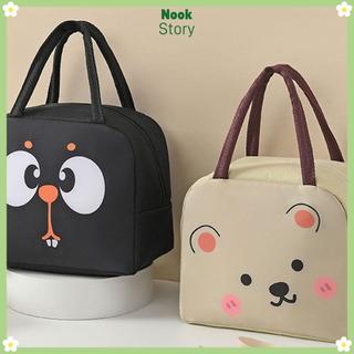 [Giao hàng từ Việt Nam] NOOKSTORY - Túi giữ nhiệt đựng hộp cơm hoạt hình di động, vải cách nhiệt, phụ kiện hộp cơm trưa