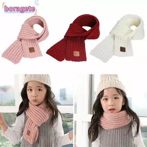 Khăn quàng cổ trẻ em BORAGETE, Ấm cổ mềm mại, Khăn dệt kim ngoài trời dày dễ thương thời trang cho bé trai bé gái