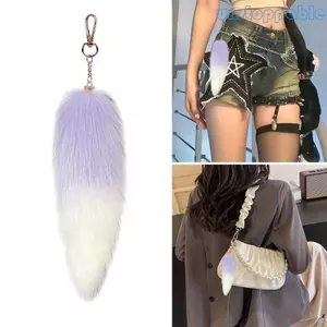 Unstop * Mặt dây chuyền móc khóa đuôi cáo trang trí mềm mại sang trọng và thoải mái Móc khóa trang trí trang trí cho túi đi học ô tô