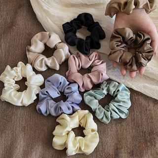 Dây buộc tóc satin scrunchy phong cách Hàn Quốc, đơn giản bóng, độ đàn hồi tốt và bền
