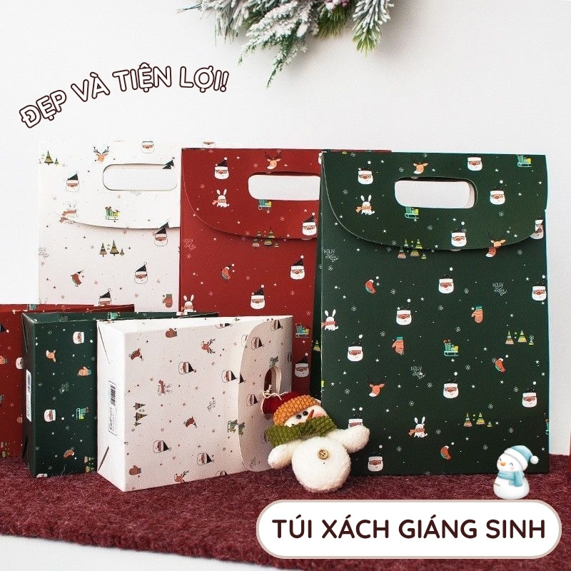 Túi quà tặng giáng sinh dễ thương – Túi giấy mini hình ông già noel đáng yêu, phù hợp trang trí và tặng quà noel
