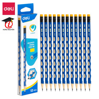 [Hộp 12 chiếc] Bút chì định vị Deli 2B- C016mềm ít gẫy cho học sinh tặng kèm gọt bút