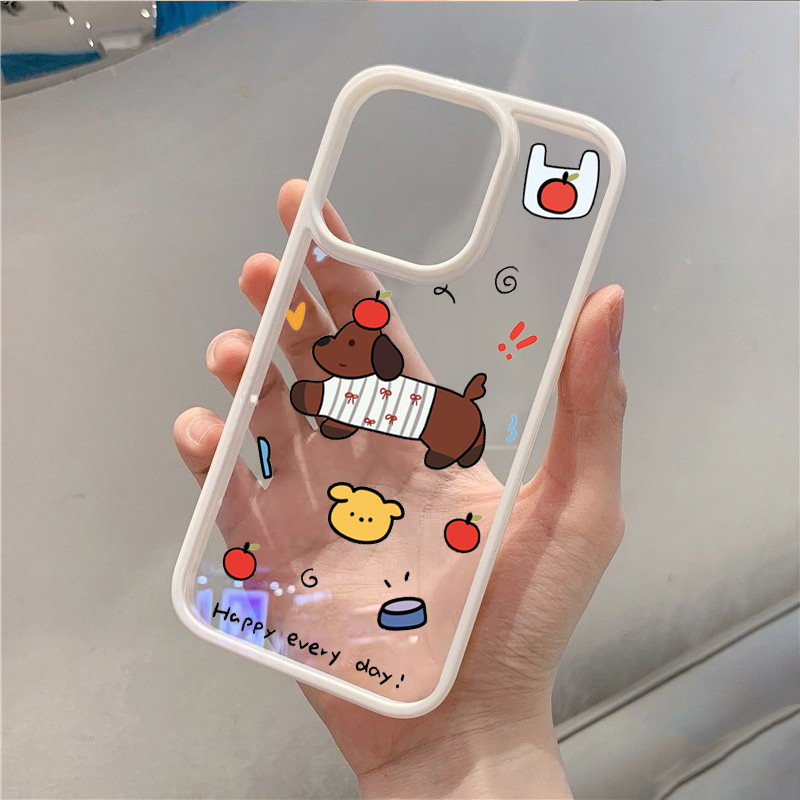 Dành Cho Samsung S23 S24 FE S25 S24 Ultra S23 S22 S21 Plus S20 S21 FE Vui Vẻ Chó Dễ Thương Acrylic Trong Suốt Chống Sốc