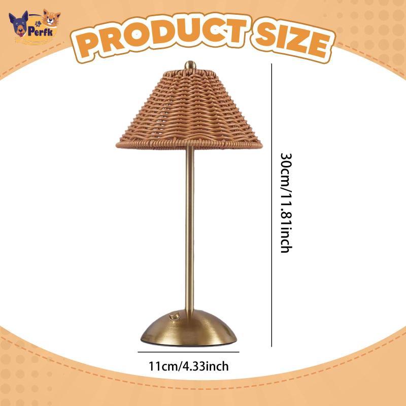 Đèn bàn không dây Retro Mây Điều khiển cảm ứng Đèn bàn LED di động hiện đại