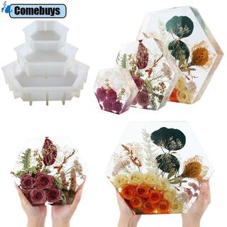 Com * Nâng cấp Khối Hình Học Lục Giác Khuôn Silicon Lớn Vừa Nhỏ Khuôn Nhựa Để Bảo Quản Hoa Trang Trí Máy Tính Để Bàn