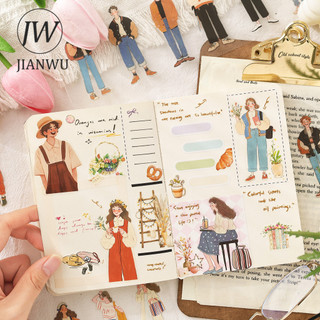 JIANWU Sweet Oxygen Nhật Ký Series Nhân Vật Vintage Phong Cảnh Chất Liệu Cắt Dán PET Miếng Dán Sách Sáng Tạo DIY Tạp Chí Văn Phòng Phẩm