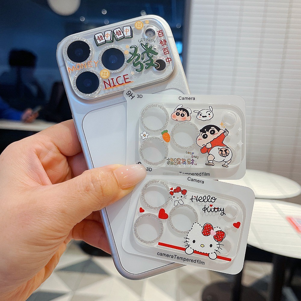 Long lanh Cat Pooh Crayon Điện thoại Ống kính máy ảnh Bảo vệ cho iPhone 17 Pro Max 17 Pro Camera Kính trong suốt