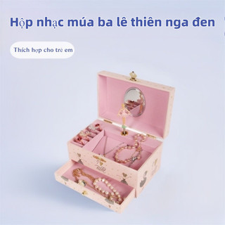 Hộp nhạc múa ba lê thiên nga đen | Hộp đựng đồ trang sức có ngăn kéo & gương Quà tặng sinh nhật cho trẻ em PIK1