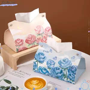 Hộp đựng khăn ăn DAYBREAK, mịn màng có nút khăn giấy, Tranh sơn dầu da sáng tạo Hộp đựng khăn giấy ô tô lưu trữ lớn Văn phòng