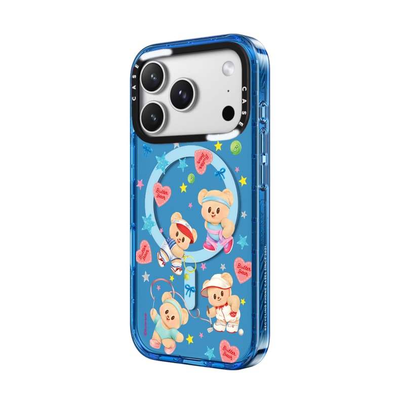 CASECASE X Butterbear at 5Pm Ốp lưng màu đen / xanh da trời / hồng Bộ sưu tập kẹo Fizz Màu sắc rõ ràng cứng từ tính Vỏ tác động cho Apple IPhone 13 14 15 16 17Pro Max Plus Có hộp