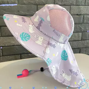 Mũ xô trẻ em DAYBREAK, dễ thương có còi chống nắng, Phim hoạt hình ngoài trời Polyester chống tia cực tím Mũ Panama cho trẻ mới biết đi