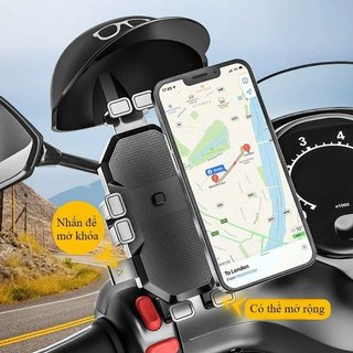 Giá đỡ điện thoại xe máy ABS Rain Sun Shield Mirror Mount iPhone Android Vỏ có thể điều chỉnh