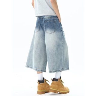 Quần short denim nam ESEA thương hiệu thời trang Mỹ đường phố cao cấp phong cách trung tính chất lượng cao